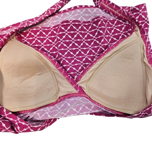 Lands' End Pink Geometric Halter Tankini Swimsuit Top Size 8 Women's - Picture 5 of 7